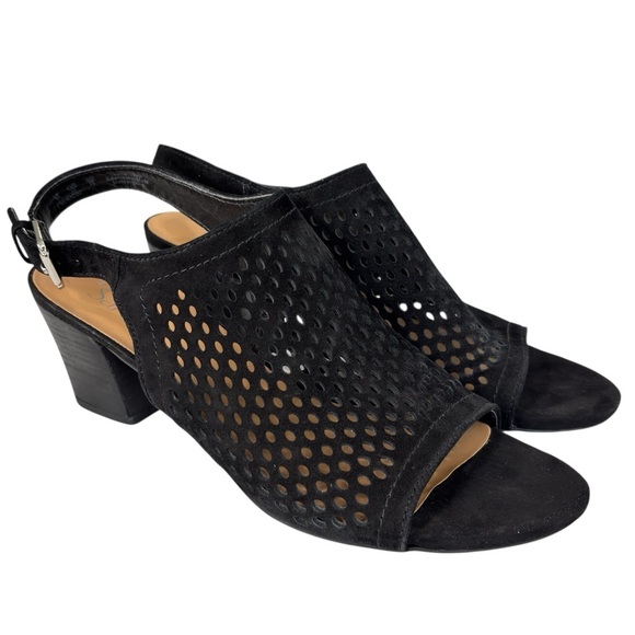 Franco Sarto Monaco2 Womens Dress Sandal Sz 9 Slingback Laser Cut Black Leather - Picture 10 of 14